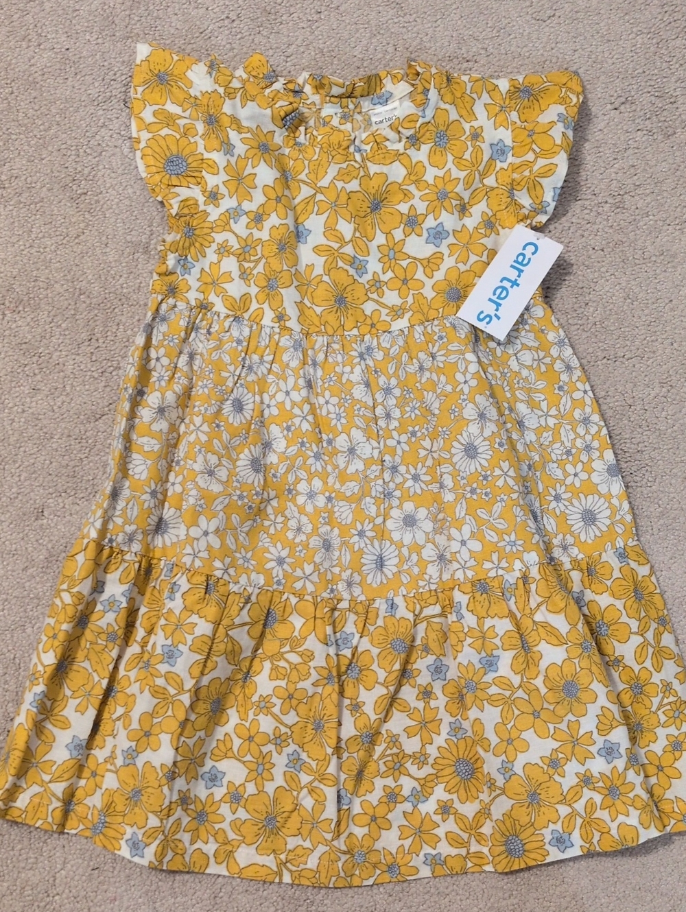 Carter's - Yellow and White Floral Tiered Girls Dress (Size 4T)